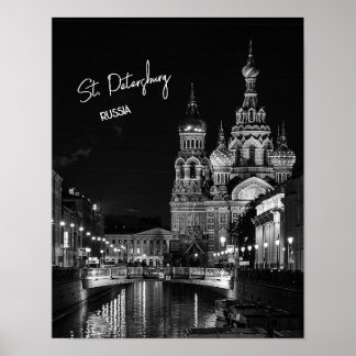 Affiche Saint-Pétersbourg Russie Photographie noir et blan
