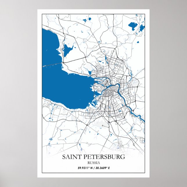 Affiche Saint-Pétersbourg Russie Plan de la ville Voyage s (Devant)