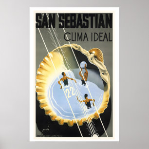Affiche Saint-Sébastien Le Pays basque Espagne Vintage