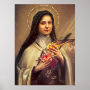 Affiche Saint Thérèse de Lisieux Petite Fleur de Jésus Ros