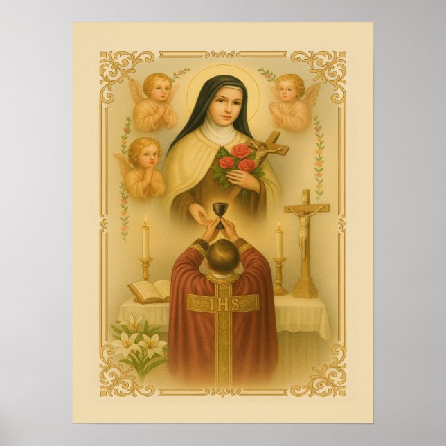 Affiche Saint Thérèse de Lisieux Prêtre catholique à la me (Devant)