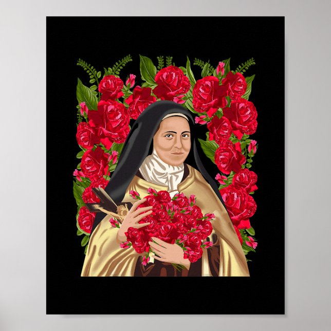 Affiche Saint-Thérèse de Lisieux Rose chrétien (Devant)