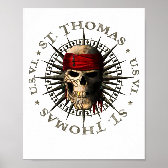 Affiche Saint Thomas USVI Pirate Skull (Devant)