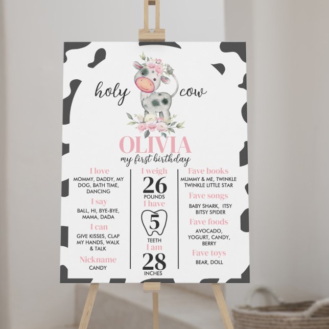 Affiche Saint Vache Je suis un premier anniversaire Jalon  (Créateur téléchargé)