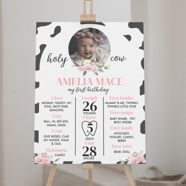 Affiche Saint Vache Je suis un premier anniversaire Jalon  (Créateur téléchargé)