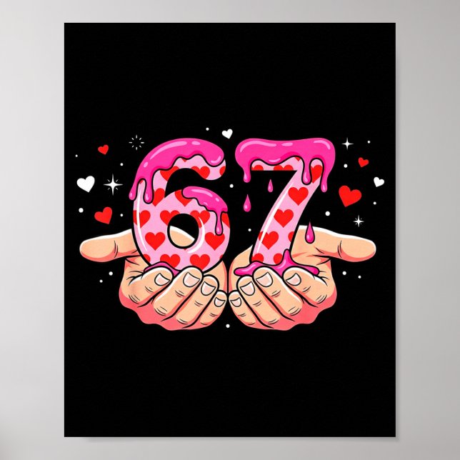 Affiche Saint-Valentin 67 Cœurs Six Sept Mème Amour Mignon (Devant)