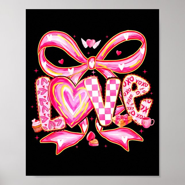 Affiche Saint-Valentin Amour Drôle Coquette Nœud À Carreau (Devant)