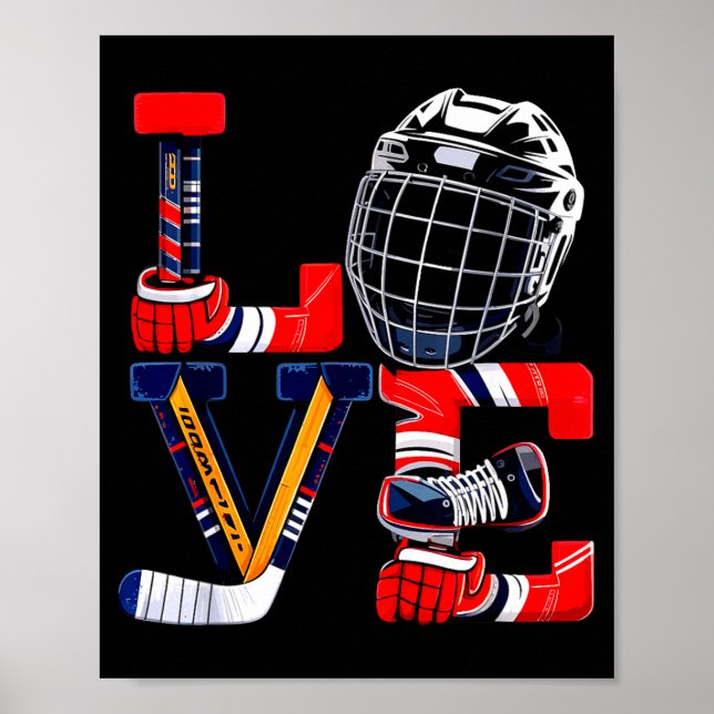 Affiche Saint-Valentin amour hockey sur glace articles hom (Devant)