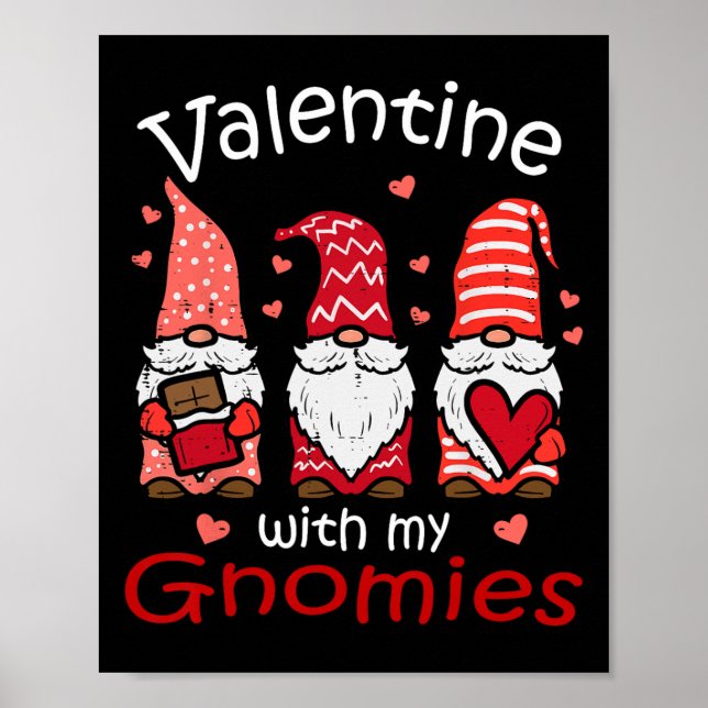 Affiche Saint-Valentin avec mes gnomes drôle de la Saint-V (Devant)
