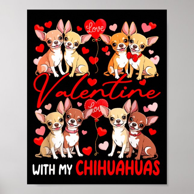 Affiche Saint-Valentin avec mon couple de Chihuahuas Costu (Devant)