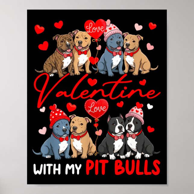 Affiche Saint-Valentin avec mon couple de Pit Bulls Costum (Devant)