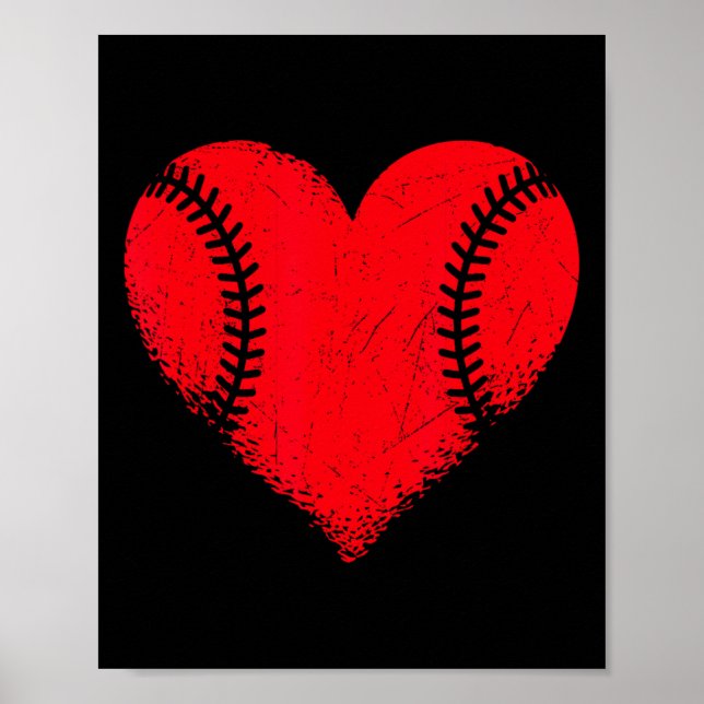 Affiche Saint Valentin Baseball Coeur Sport Garçons Ados G (Devant)