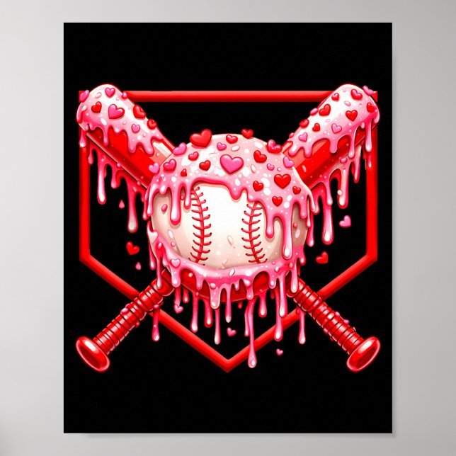 Affiche Saint-Valentin Baseball Garçons Crème Glacée Goutt (Devant)