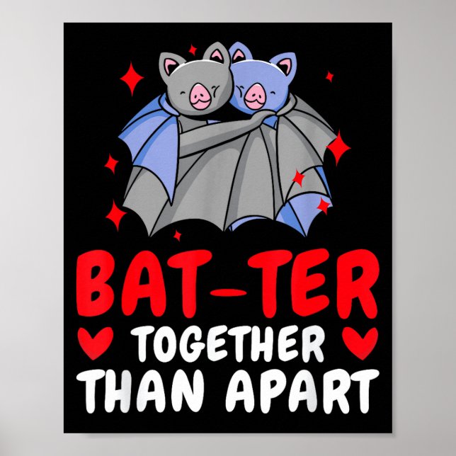 Affiche Saint-Valentin Câlins Mignons Chauves-Souris Coupl (Devant)