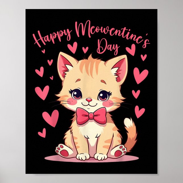 Affiche Saint Valentin Chat Mignon Pour Filles Kitty Drôle (Devant)