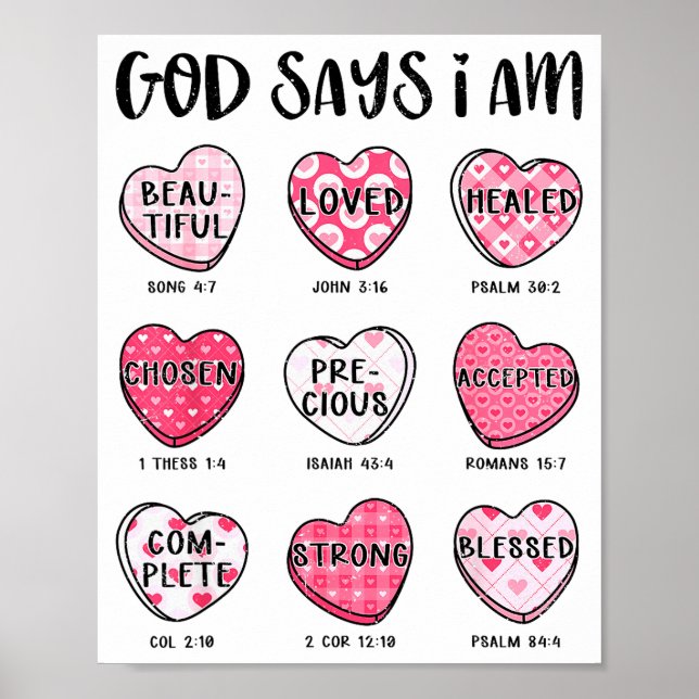 Affiche Saint-Valentin chrétien Dieu dit Versets bibliques (Devant)
