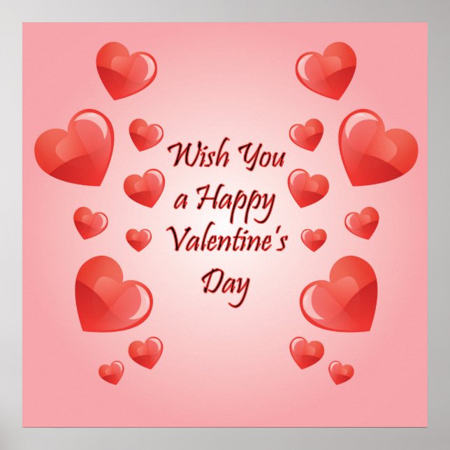 Affiche Saint Valentin citation d'amour avec les coeurs (Devant)