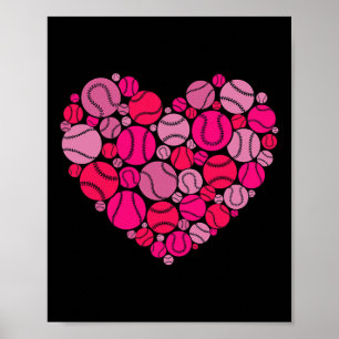 Affiche Saint Valentin Coeur Amour Baseball Hommes Femmes 
