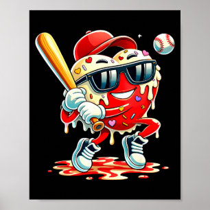 Affiche Saint-Valentin Cœur Baseball Drip Glace Garçons