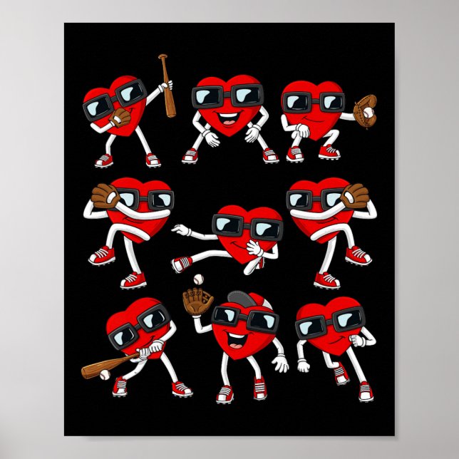 Affiche Saint-Valentin Cœur Baseball Garçons Enfants  (Devant)