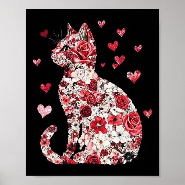Affiche Saint-Valentin Coeur de chat - Bonne Saint-Valenti (Devant)