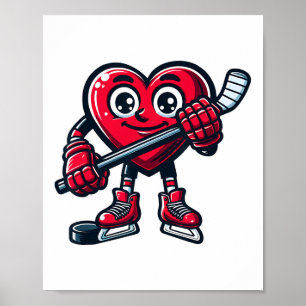 Affiche Saint Valentin Coeur de glace Joueur de hockey sur