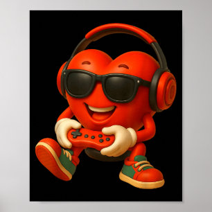 Affiche Saint-Valentin Cœur Gamer Jeux Vidéo Garçons Homme