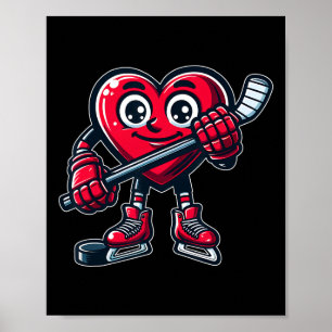 Affiche Saint-Valentin Cœur Joueur de hockey sur glace Spo