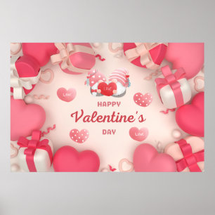 Affiche Saint Valentin Coeurs, cadeaux et cadeaux