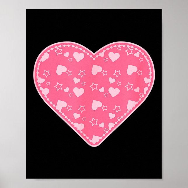 Affiche Saint-Valentin Cœurs Et Étoiles En Quantité  (Devant)