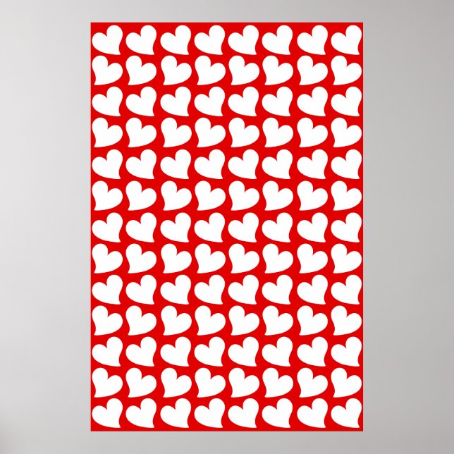 AFFICHE SAINT VALENTIN COEURS ROUGES ET BLANCS SAINT VALEN (Devant)