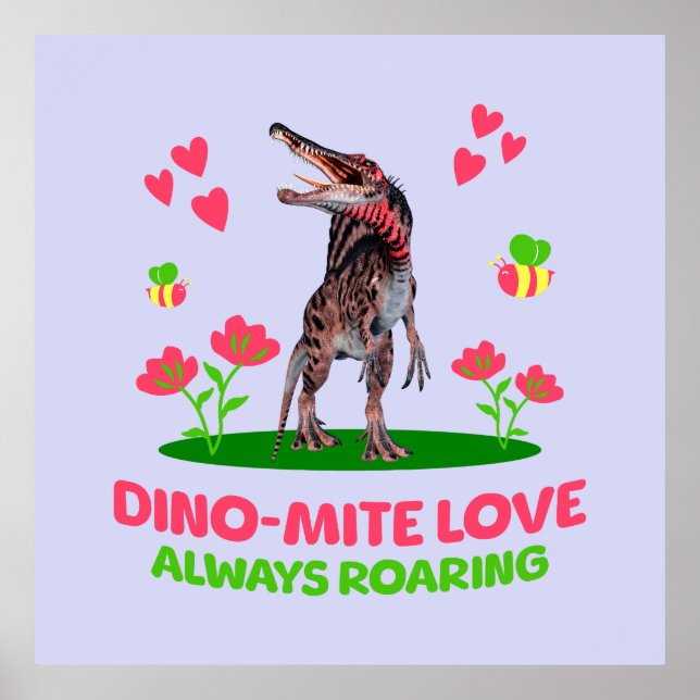 Affiche Saint-Valentin de dinosaure mignon pour les enfant (Devant)