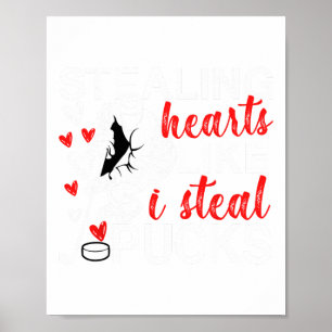 Affiche Saint-Valentin de hockey volant des cœurs comme je