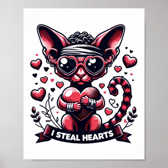 Affiche Saint Valentin Devon Rex Cat I Steal Hearts (Devant)