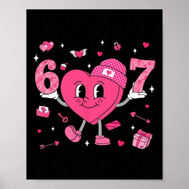 Affiche Saint-Valentin Drôle 67 Meme Six Sept 6 7 Valent (Devant)