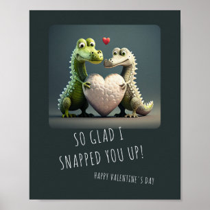 Affiche Saint-Valentin Drôle Alligator Crocodile Couple