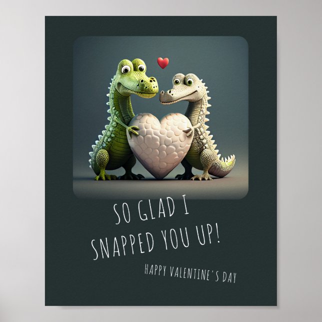 Affiche Saint-Valentin Drôle Alligator Crocodile Couple (Devant)