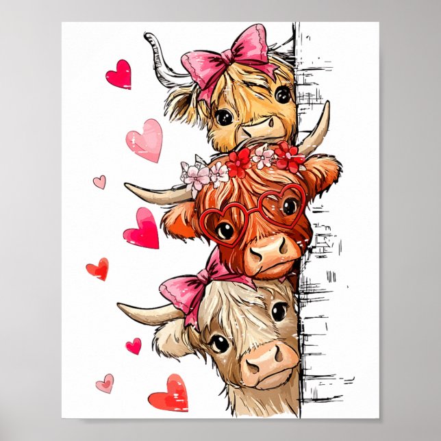 Affiche Saint-Valentin drôle Amateur de Vache des Highland (Devant)