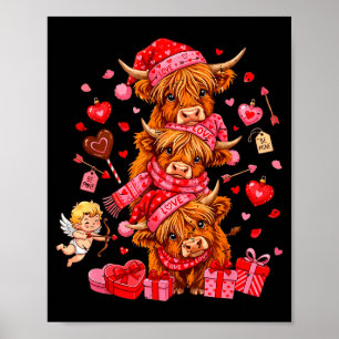 Affiche Saint-Valentin drôle amateur de vache highland Xox