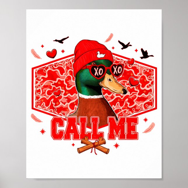 Affiche Saint Valentin drôle Appelez-Moi Chasse Au Canard  (Devant)