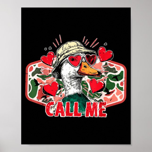 Affiche Saint Valentin drôle de chasse aux canards camoufl (Devant)