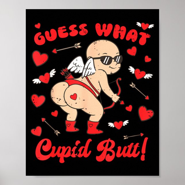 Affiche Saint Valentin Drôle Devine quoi Cupidon Fessier C (Devant)