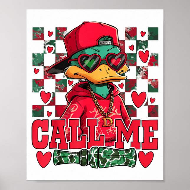 Affiche Saint Valentin drôle garçon chasse au canard Appel (Devant)