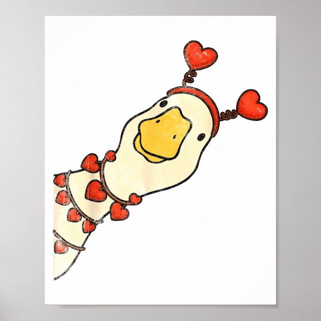 Affiche Saint-Valentin Drôle Silly Gooses Canard Cœur Amou (Devant)