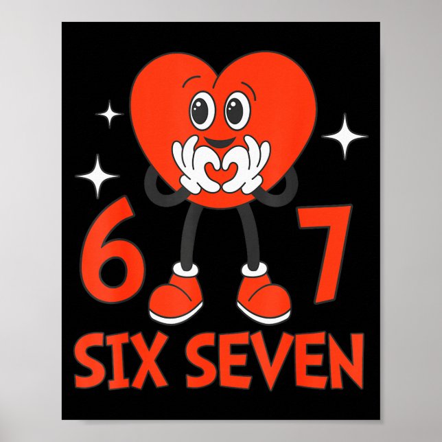 Affiche Saint-Valentin drôle Six Sept Cœurs 6 7 Mème Garço (Devant)