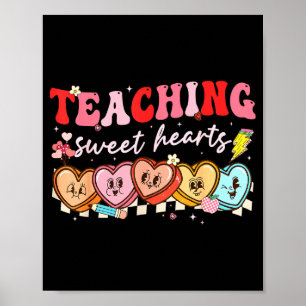 Affiche Saint-Valentin Enseignement Cœurs doux Enseignant
