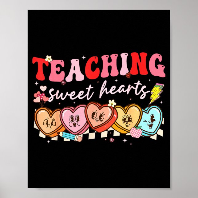 Affiche Saint-Valentin Enseignement Cœurs doux Enseignant  (Devant)
