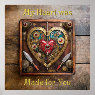 Affiche Saint-Valentin Guerrier Steampunk Rubis Et Poignar