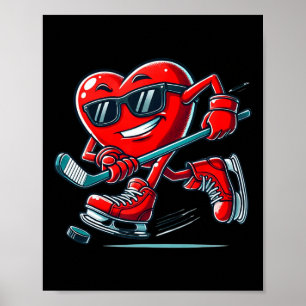 Affiche Saint-Valentin Hockey sur glace Funny cœur rouge a