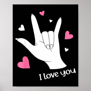 Affiche Saint-Valentin Je T'aime Signe Langue des Signes A